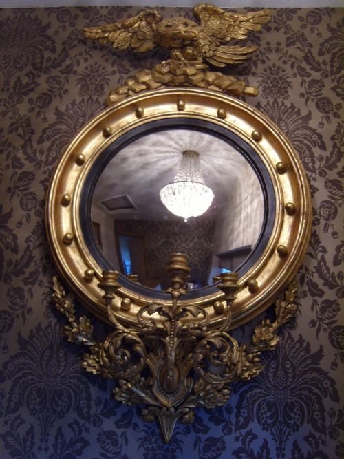 Regency Girandole  Convex Gilt Mirror